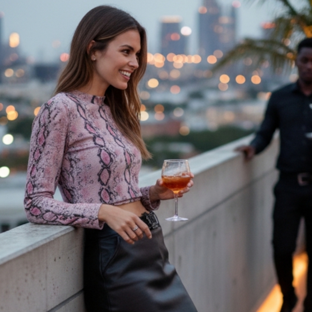 Rue21 Women's Snake Print Cut-Out Top Size Medium - Picture 7 of 9